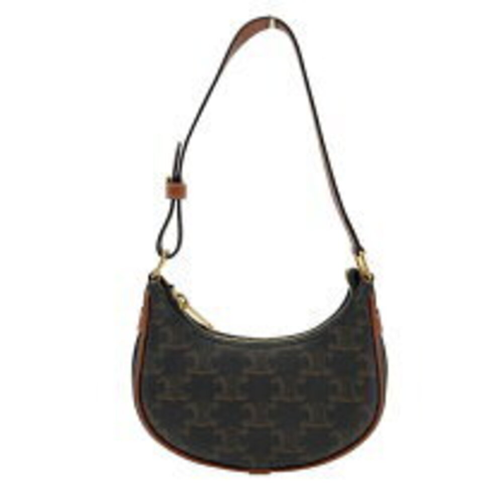 Celine Triomphe Tan Canvas Calfskin Handbag Ava